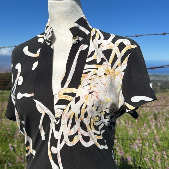 Iolani Vintage Y2K Black Floral Mum Short sleeve Top small - Picture 5 of 6